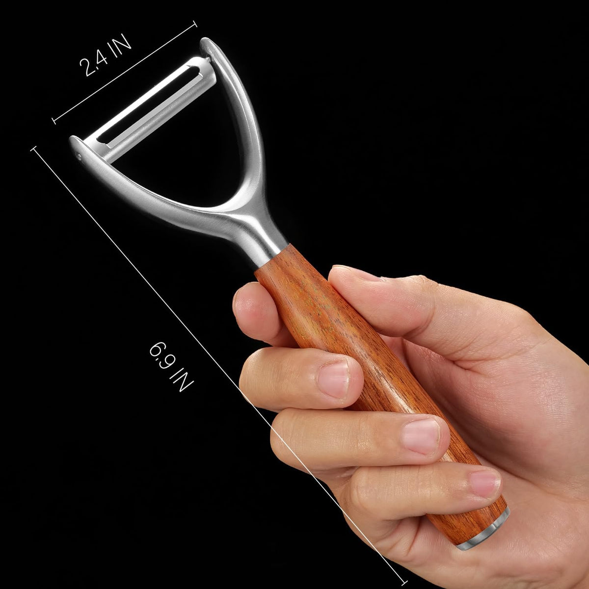 Premium Y Type 304 Stainless Steel Multifunctional Kitchen Peeler Real Wood Handle Ultra Sharp Blade Vegetable Potato Apple(Boluoge)