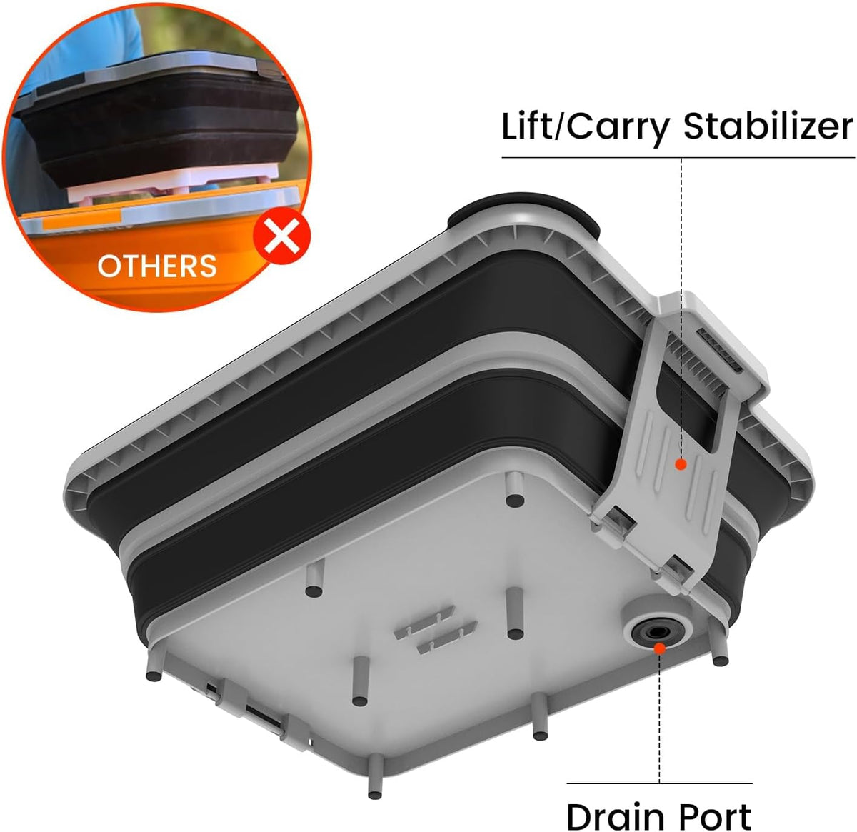 Collapsible BBQ Prep Tub with Lid — 2 Gal (8 L) Foldable Camping Sink & Colander, 4-in-1 Marinating Tub, Cutting Board, Serving Tray & Drink Chiller for Picnic, BBQ & Outdoor