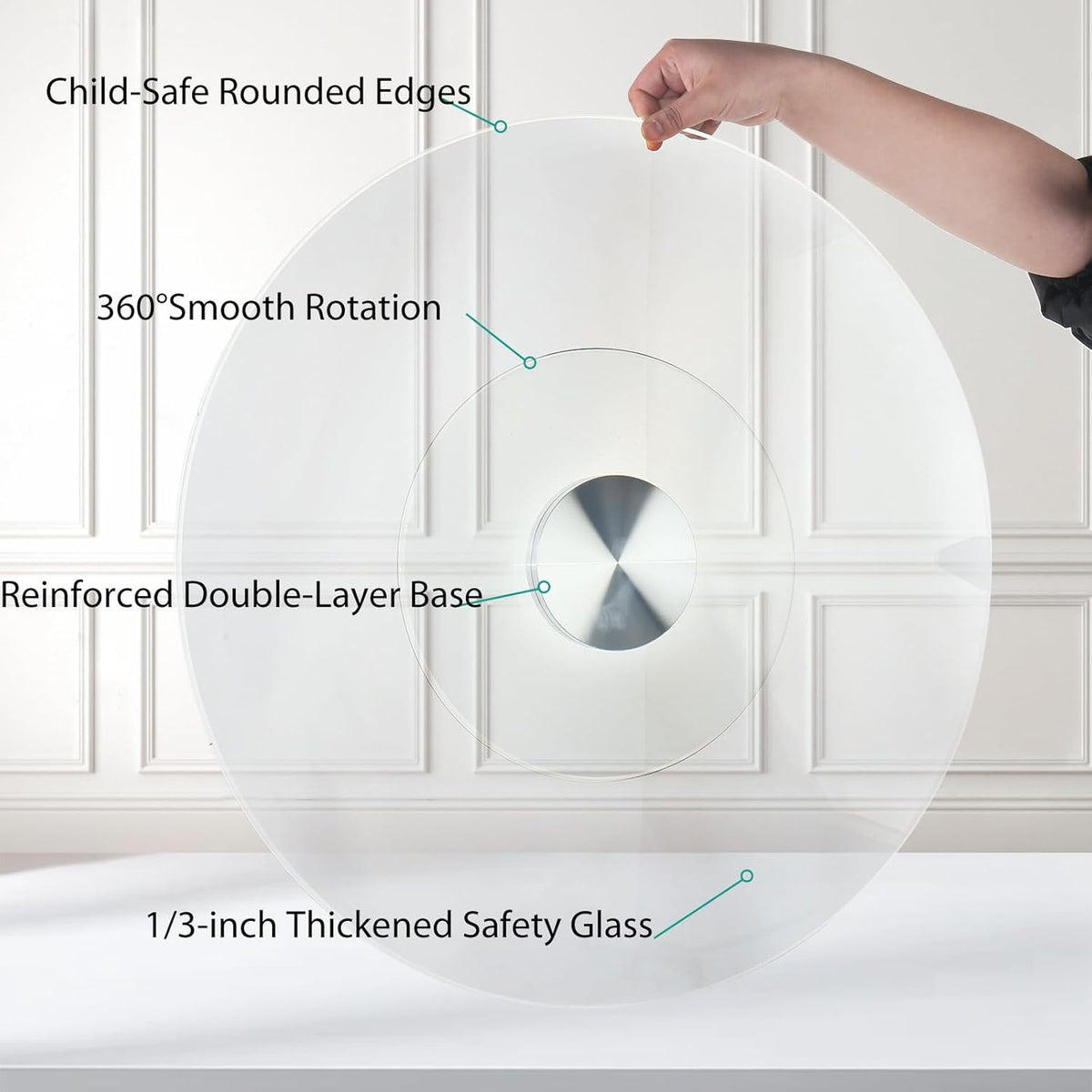 48" Tempered Glass Lazy Susan Turntable Dining Table Large Tabletop Rotating Tray Clear Serving Plate (48inch)