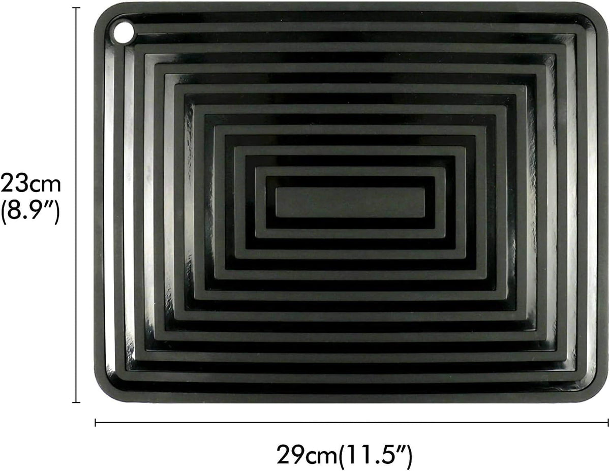 LogHog Large Silicone Trivet Mats for Hot Dishes/Pans, Heat Resistant Pot Holder, 9"x12" Non Slip Flexible Durable Pot Coaster Kitchen Table Mats Set of 2 (Black)