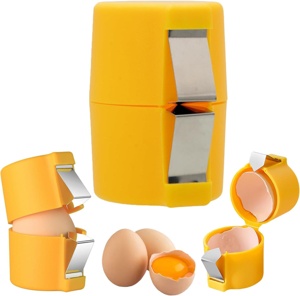 Egg Cracker Tool | Easy Shell Egg Opener | Handheld Egg Seperator Tool | Perfect for Baking, Scrambled Eggs & Omelets – No Mess, No Shell Pieces (Yellow - 1 Pc)
