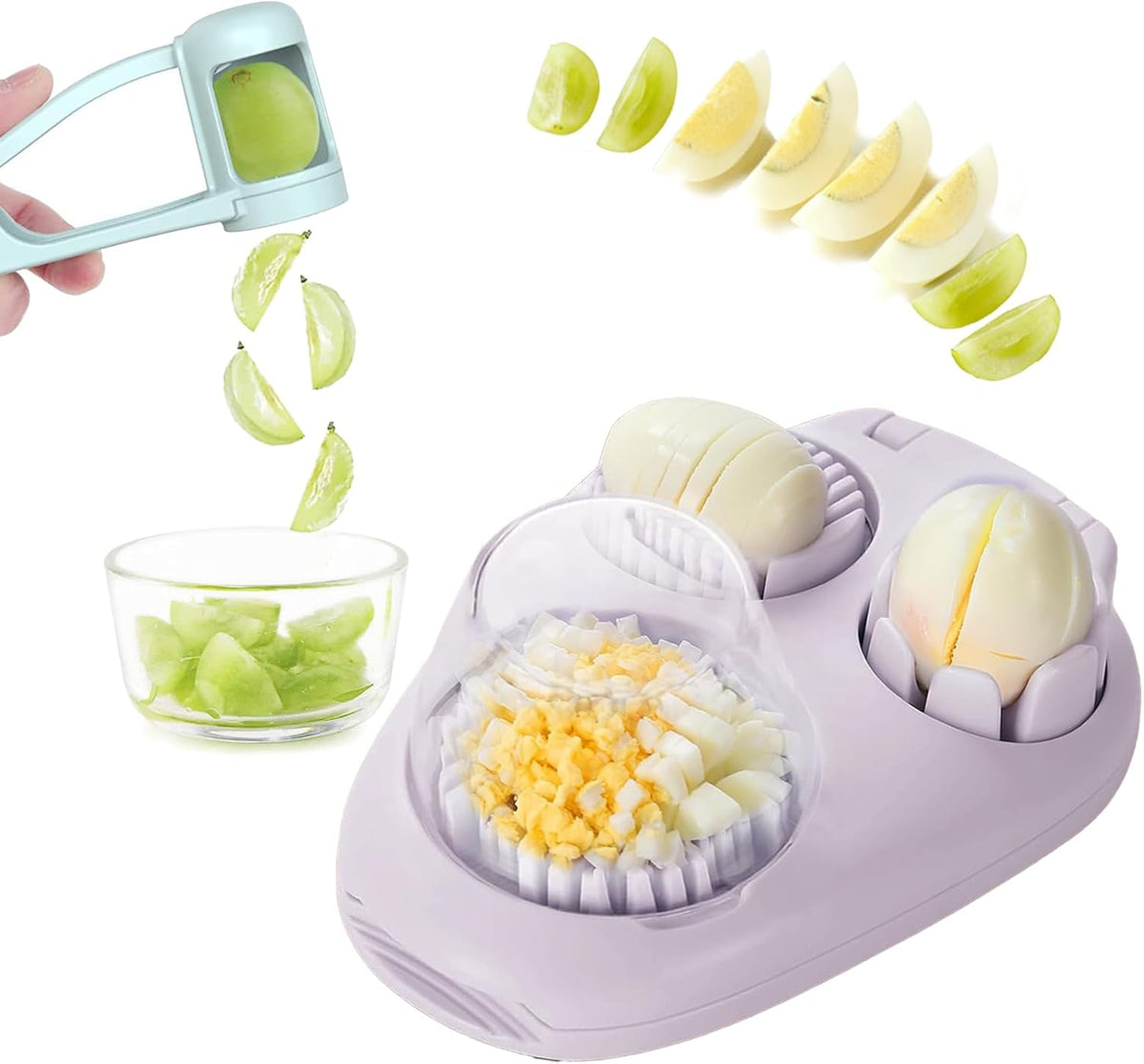 Egg Slicer and Grape Slicer for Fruit Salad, 4 Slicing Modes Slicer, Stainless Steel, Easy Grape and Tomato Slicing, for Egg, Grape, Strawberry,Cherry,Tomato,Send Goods From Local Warehouse