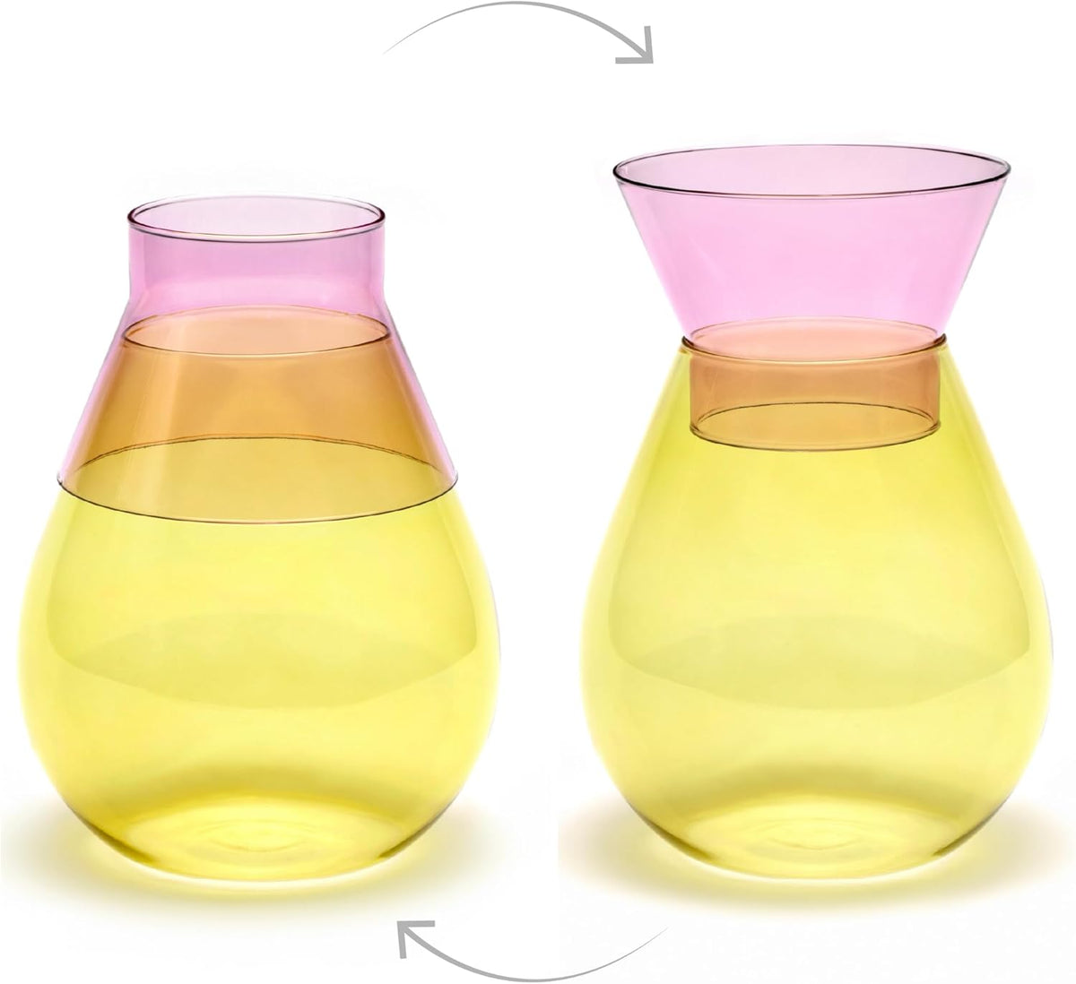 Peleg Design Twotone Home Décor in 3 Colors - Round Glass Vase for Flower Bouquets - Decorative Vase with Flippable Top - Glass Vases for Centerpieces