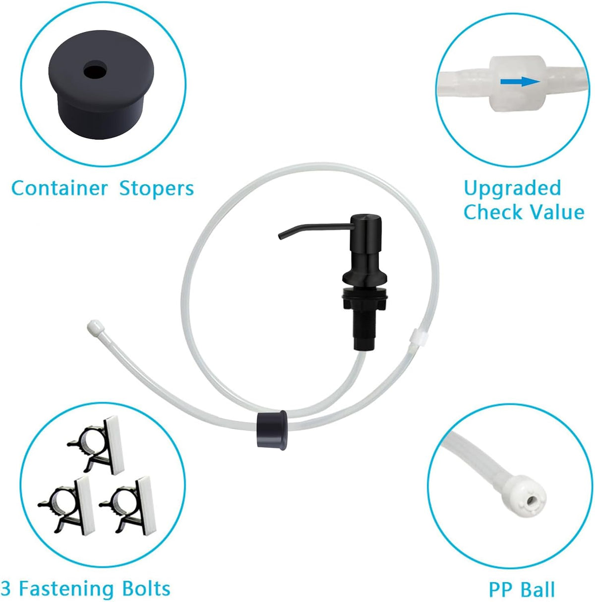 Soap Dispenser for Kitchen Sink, Kichen Sink Soap Dispenser, 47" Extension Tube kit, Under Sink Soap Dispenser Pump, No Need More Refills, Good Suction Power, Black