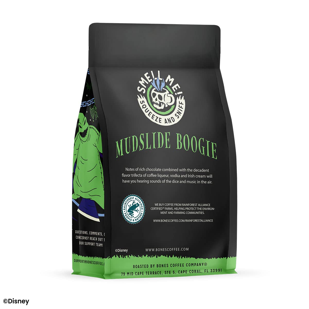 Bones Coffee Company The Nightmare Before Christmas Mudslide Boogie Flavored Coffee Beans, Whole Bean Coffee Medium Roast Low Acid, Chocolate Mudslide Flavor (12 oz)