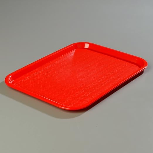 Carlisle FoodService Products CT121605 Café Standard Cafeteria/Fast Food Tray, 12" x 16", Red (Pack of 2)