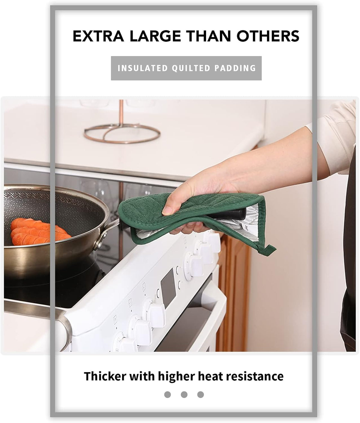 Joyhalo 4 Pack Pot Holders for Kitchen,Cotton Oven Holder with Great Heat Resistance,Non Slip Hot Pads for Kitchen Clearance,Dark Green