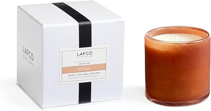 LAFCO New York Classic Candle, Retreat - 6.5 oz - 50-Hour Burn Time - Reusable, Hand Blown Glass Vessel - Made in The USA