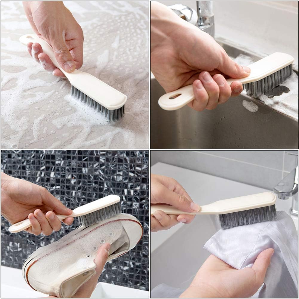 Multi-Purpose Scrub Brush Set - 4 Pack Kitchen Cleaning Brushes with Stiff Bristles for Dishes, Pots, Pans, Sink & Bottles - Dish Brush with Ergonomic Handle
