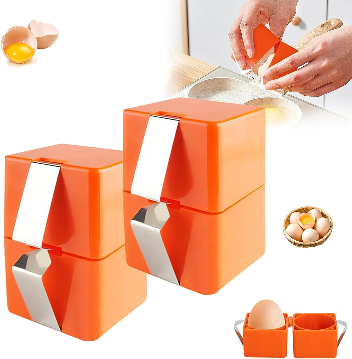 Stainless Egg Shell Opener, 2025 Upgraded Egg Shell Cutter Egg Shell Separator for Raw Eggs Gadgets, Quickly Cutting Off Cooked Eggs, Home Use Multifunctional Egg Cutter for Hard Boiled Eggs (2)
