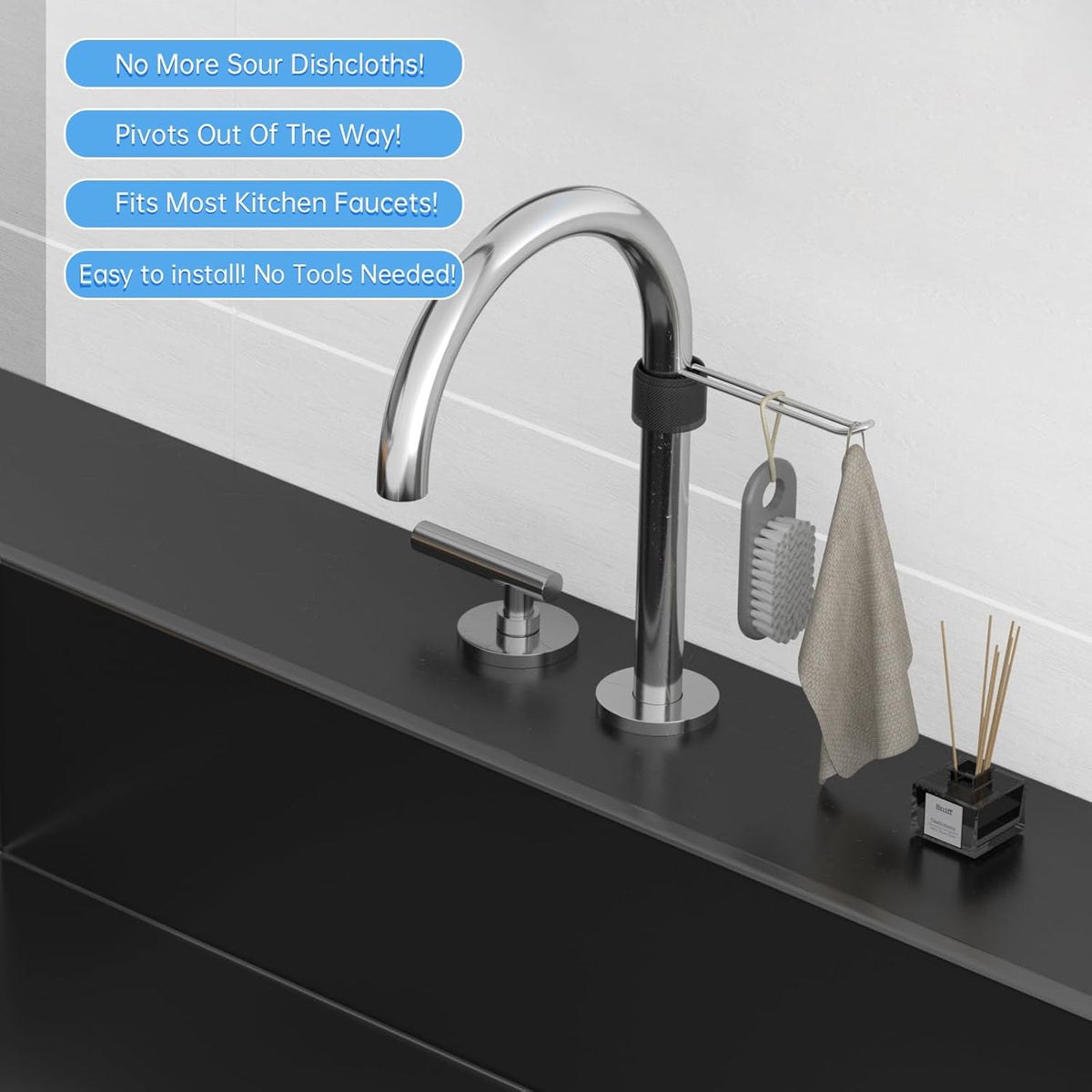 Stylish and Functional Dish Towel Holder - Keep Your Kitchen Rags and Dishcloths Neat and Within Reach with This Sink Dish Cloth Holder and Storage Rack! (1, silvery)