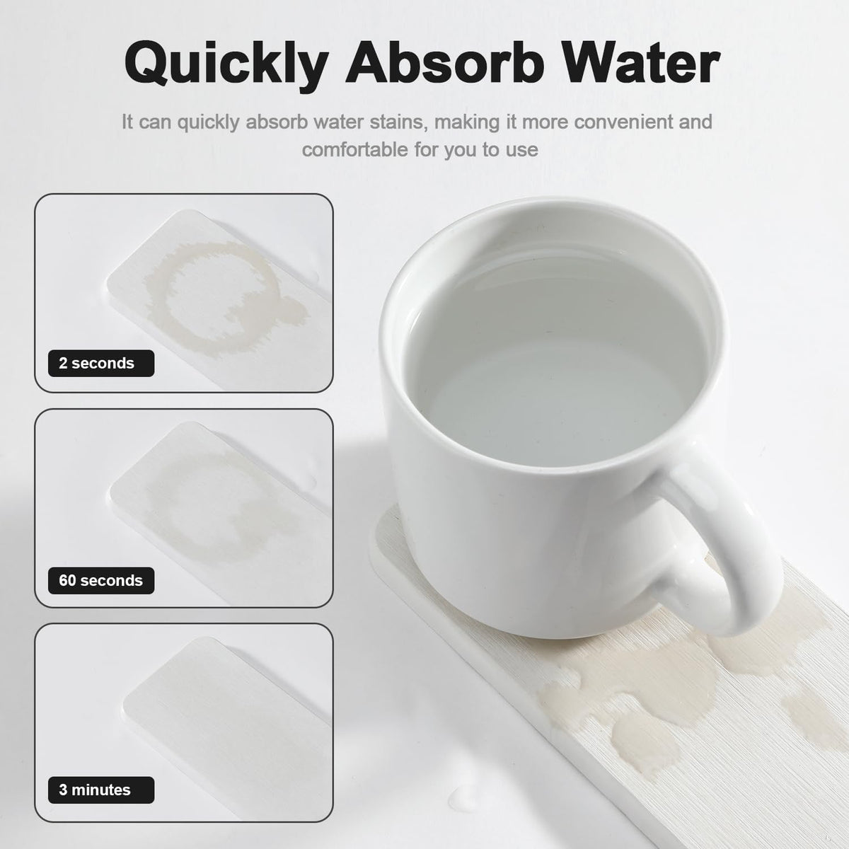 Water Absorbing Stone Tray for Sink | Quick Drying Diatomaceous Earth Coasters | Soap Dish Holder & Toothbrush Holder for Bathroom Counter | Hand Soap & Plant & Toiletries | White 2 Pack