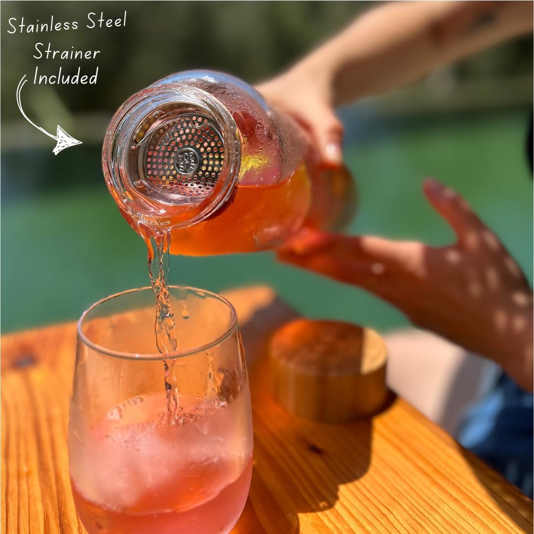 mayu Glass Travel Water Bottle | Sustainable Borosilicate Glass Bottle with Bamboo Lid & Sieve – Plastic-Free, Leak-Resistant Hydration for Home, Gym & On-the-Go (1L)
