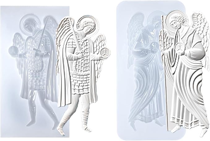 Art Molds for Polyclay Air Dry Clay Plaster, 2 Carved Archangel Symbols