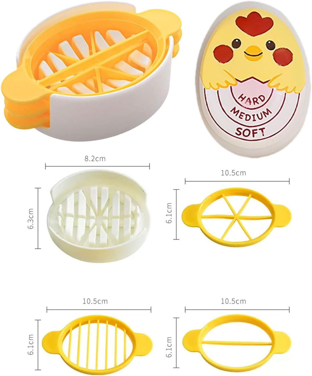 Creative kitchen Tools 3 in 1 Egg Slicer Set with (Hemisect/Slice/Petal) Great for Sandwiches Salads and Hors d'Oeuvres + Egg timer Spa Egg runny egg timer Perfect for Boiling Eggs - Hard Medium Soft
