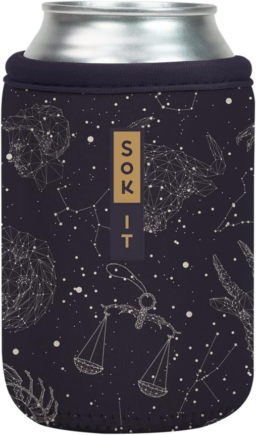 Sok It CanSok Sleeve for Beer & Soda Insulated Neoprene Cover (Zodiac Sky, 12oz Can Sleeve)