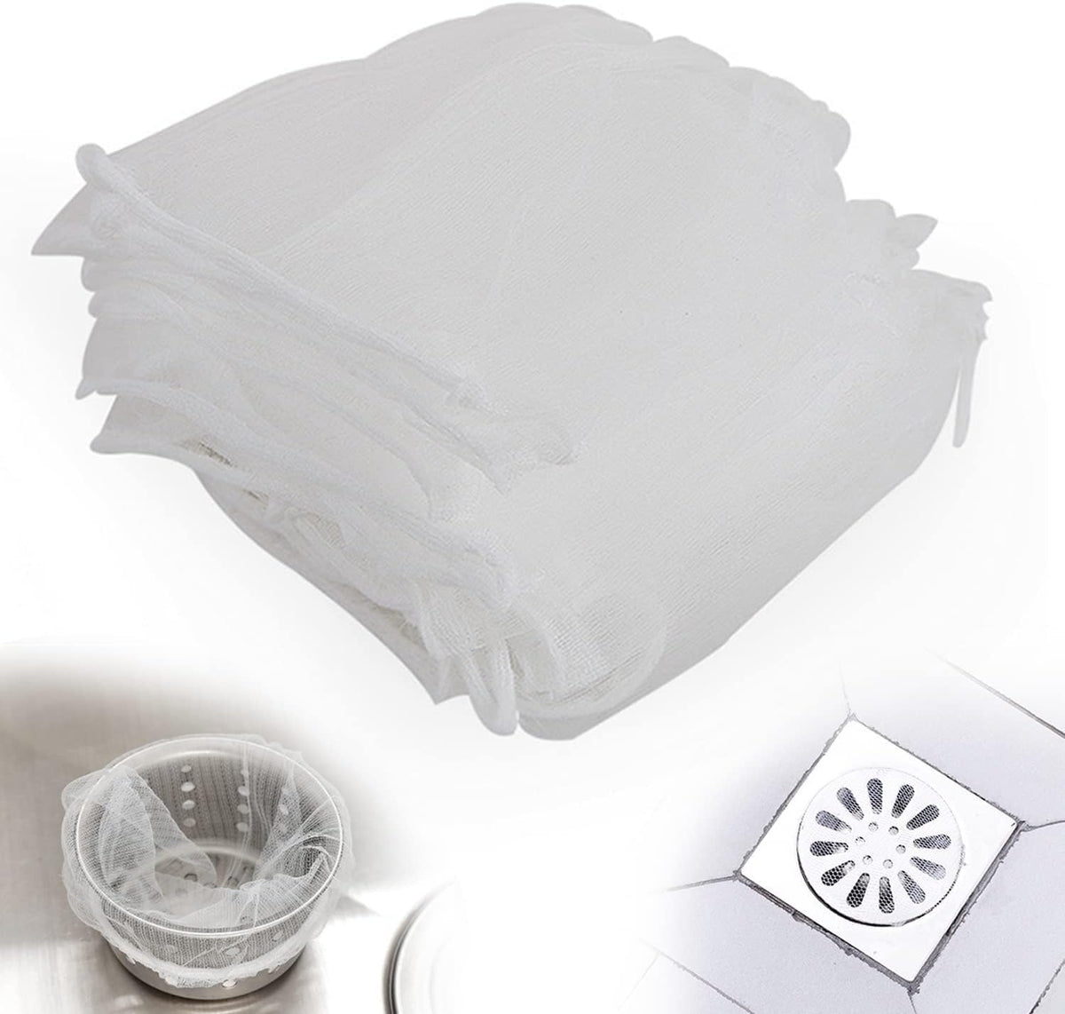 200 Pcs Sink Strainer Bags, Disposable Mesh Sink Filter Bag for Kitchen Sink, Filter Bag Sink Strainer Cover for Most Sizes of Floor Drain Kitchen Sink Bathroom (B-200PCS)