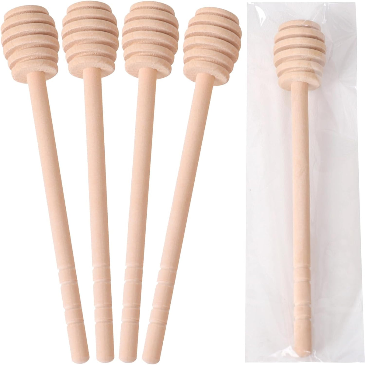 22 PCS Wooden Honey Sticks Dipper 6 Inch, Individually Wrapped Mini Honeycomb Honey Stirrer Stick For Honey Jar Dispense Drizzle Honey and Wedding Party Favors Gift