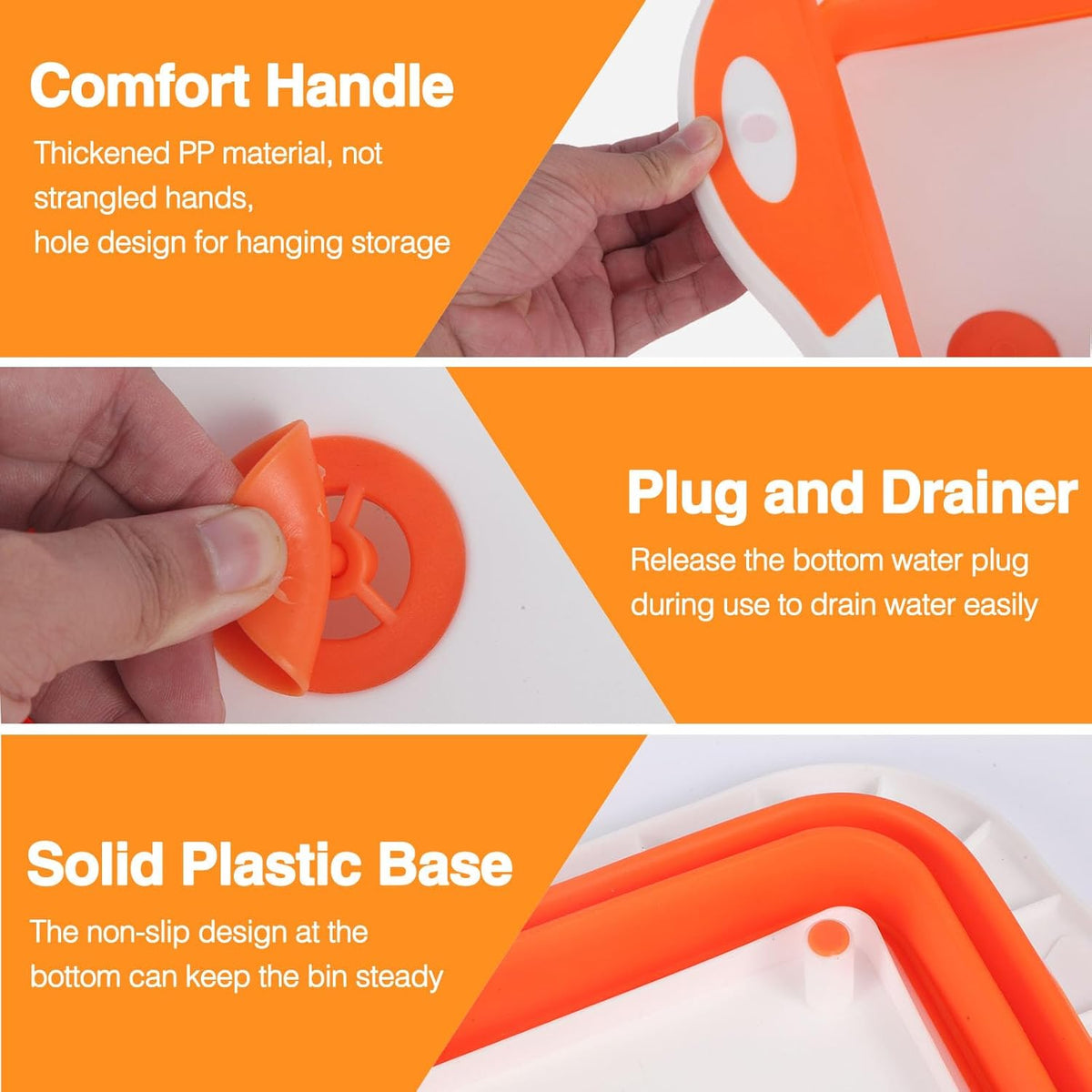 Collapsible BBQ Prep Tub/Cutting Board 10L, Foldable Dish Tub with Colander, Portable Camping Sink, Multifunction Dishing Basin Bucket Wash Tub for Kitchen Fruit Vegetable Picnic (Orange)