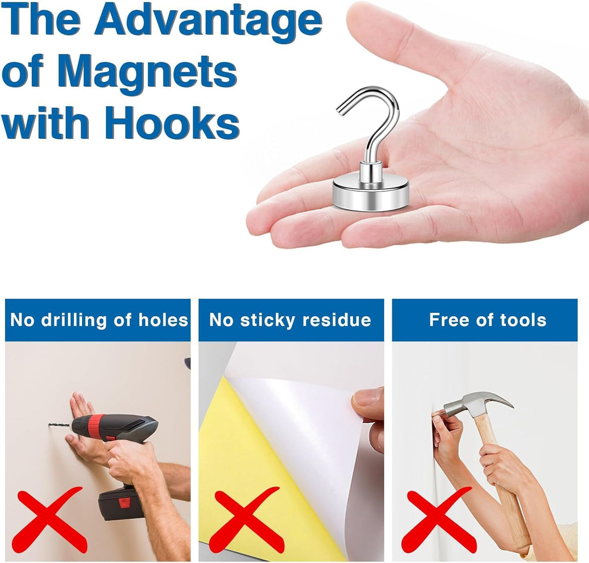 LOVIMAG Magnetic Hooks for Cruise Cabins, 40lbs Magnetic Hooks for Classroom, Strong Magnets with Hooks for Hanging, Neodymium Magnet Hooks for Fridge, Ceiling, Locker, Camper, Travel-12 Pcs