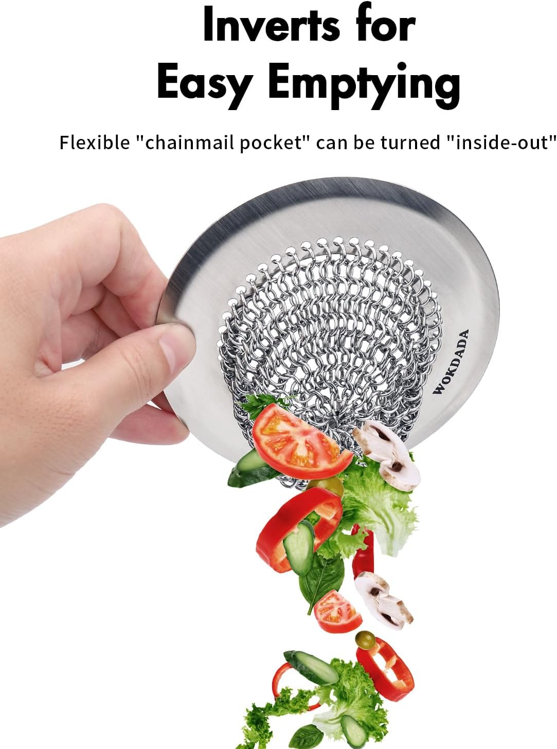 Sink Drain Strainer, Reversible Easy Clean Mesh Sink Strainer with 304 Stainless Steel, Wokdada Revolutionary Anti-Rust Large Kitchen Sink Strainer Food Catcher for Garbage Disposal Without Clogging