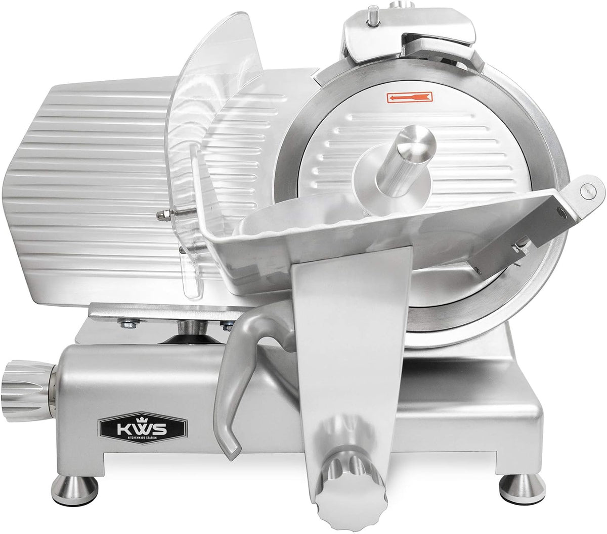 KWS MS-12ES Metal Collection Commercial 420W Electric Meat Slicer 12-Inch with 304 Stainless Steel Blade & Extended Back Space, Frozen Meat/Cheese/Food Slicer Low Noises [ ETL, NSF Certified ]