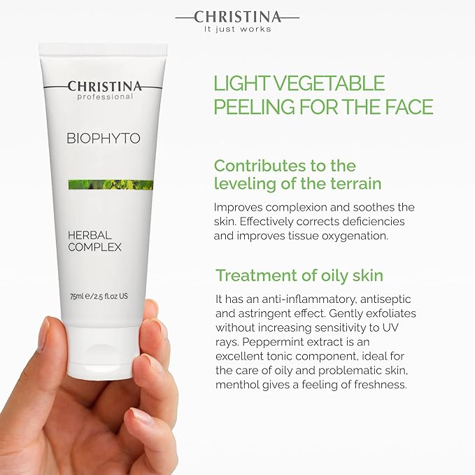 Christina Biophyto Herbal Complex Exfoliator for Face - 75 ml - BHA Gentle Face Exfoliator to Remove Dead Skin Cells & Boost Regeneration - Suitable for All Skin Types