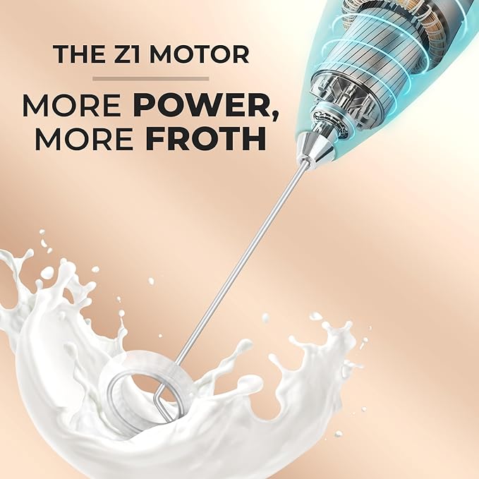 Zulay Kitchen Milk Frother Handheld Electric Whisk with AA Duracell Batteries – Durable Drink Mixer for Coffee, Lattes, Cappuccinos & More - Mint