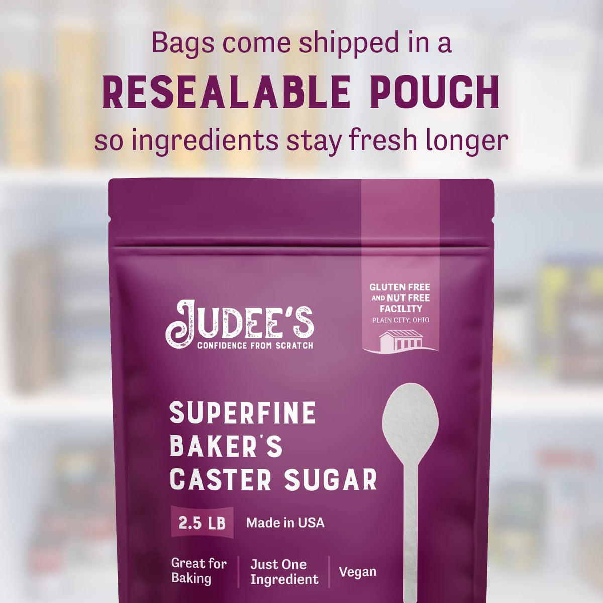 Judee's Gluten Free Superfine Caster Sugar - 2.5 lbs Delicious & Gluten-Free for Homemade Treats, Baked Goods, and Toppings - Airy & Smooth for Baking