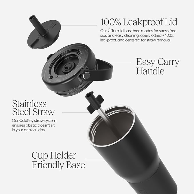 BrüMate Resa 35oz 100% Leakproof Travel Tumbler with Handle & Straw | Flexible SoftSip Straw | Silicone Sleeve for Durability | Stainless Steel | Cup Holder & Travel Friendly Water Bottle | (Mist)