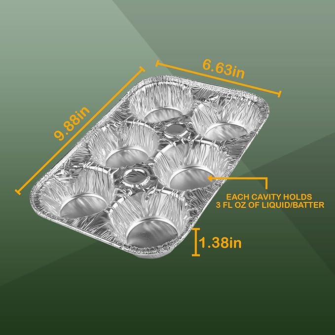 PARTY BARGAINS 6-Cup Aluminum Muffin Pans - 40 Pack, Standard Size Cupcake Pans, Disposable Muffin Tin for Baking (Max 240°C)