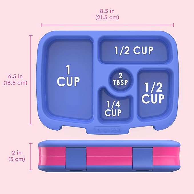 Bentgo Kids Bento-Style 5-Compartment Leak-Proof Lunch Box - Ideal Portion Sizes for Ages 3 to 7 - Durable, Drop-Proof, Dishwasher Safe, PFAS & BPA-Free & Made with Food-Safe Materials (Fuchsia)