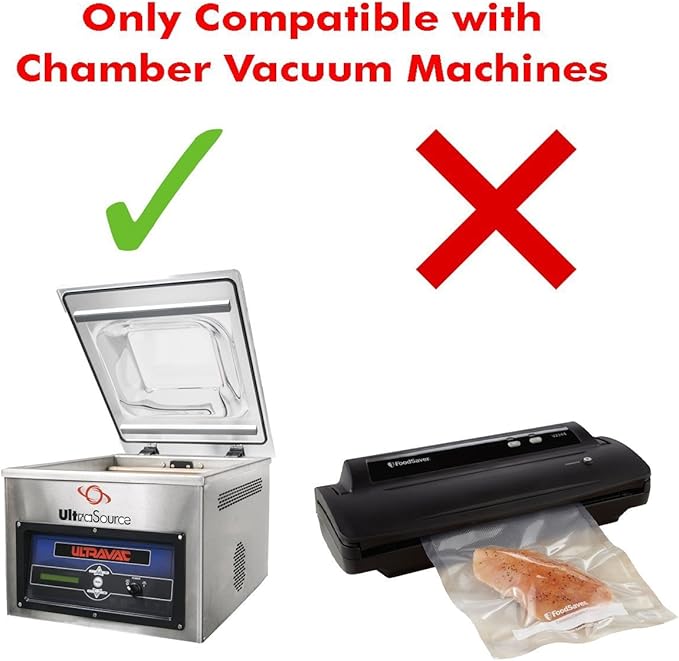 UltraSource - Chamber Machine Pouches 3 Mil Thickness, 12" x 16", Pack of 500 Vacuum Chamber Pouches, BPA-Free Pre-Cut Chamber Vacuum Sealer Bags with tear notch