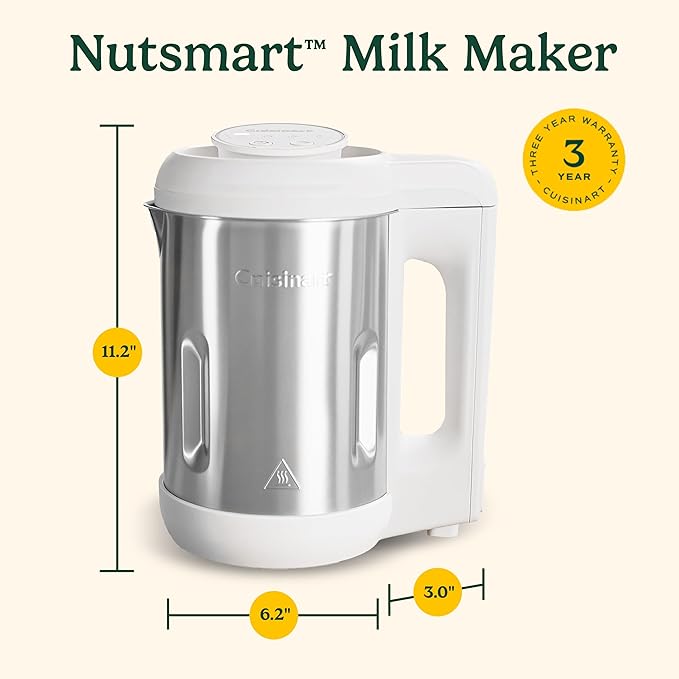 Cuisinart NutSmart 50 Oz Nut Milk Maker Machine Makes Milk in 60 Seconds, Easy to Use and Clean, Perfect for Almond Milk, Soy Milk, Oat Milk, Made with BPA Free Stainless Steel