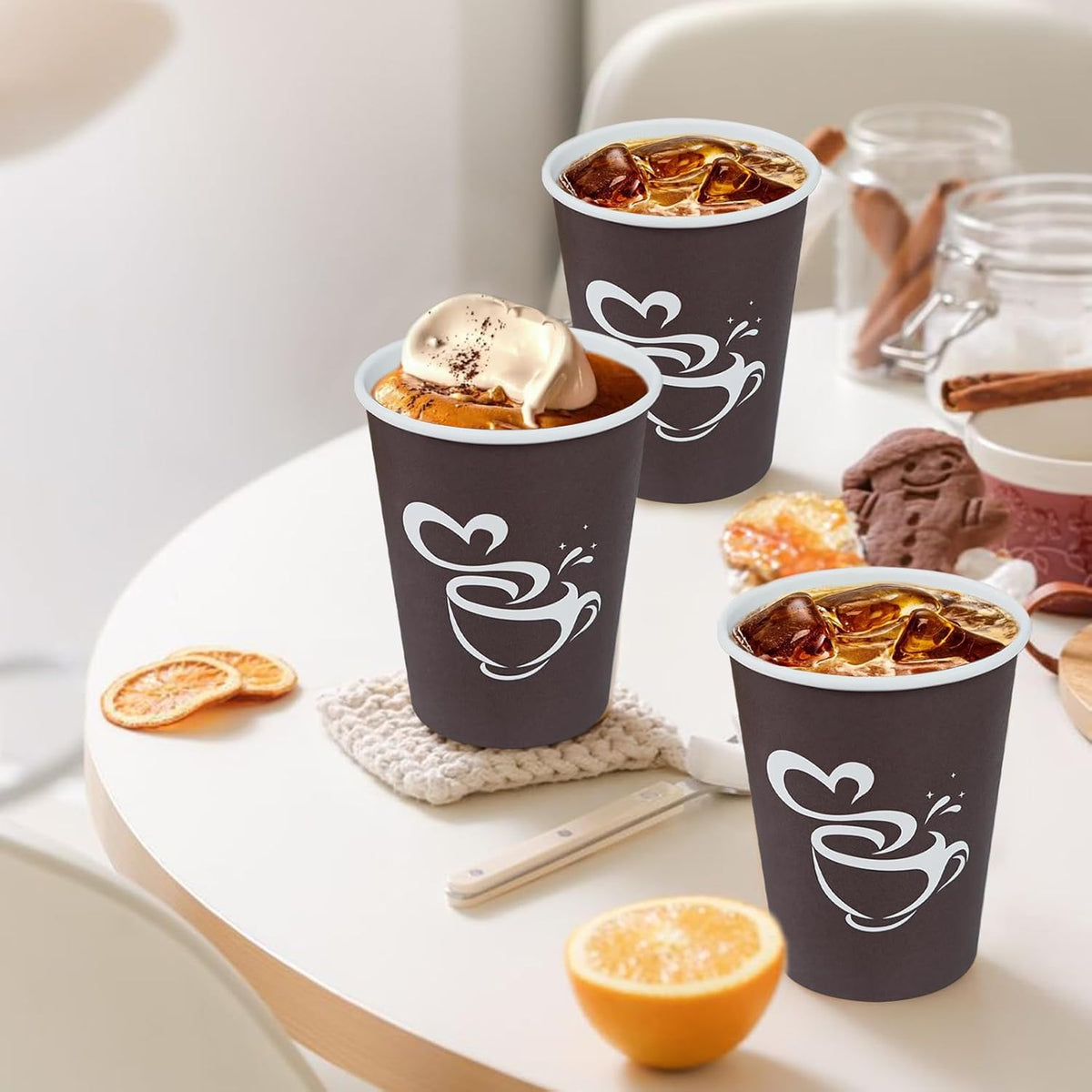 1000 Count 12 oz Paper Coffee Cups, Disposable Drinking Cups for Hot or Cold Beverage, 12 ounce Brown Coffee Cups for Party, Business, Travel, Picnic