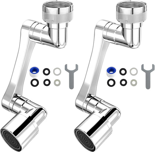 1080° Swivel Faucet Extender, Heavy Duty Rotating Sink Extension, Universal Swivel Multifunctional Robotic Arm, Rotating Splash Filter Extension Faucet Aerator for Kitchen Bathroom-2 Pcs