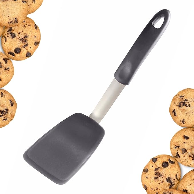 StarPack Premium Flexible Large Silicone Turner Spatula - High Heat Resistant to 600°F, Hygienic One Piece Design, Non Stick Rubber Kitchen Utensil for Fish, Eggs, Pancakes & Cookies (Stormy Grey)