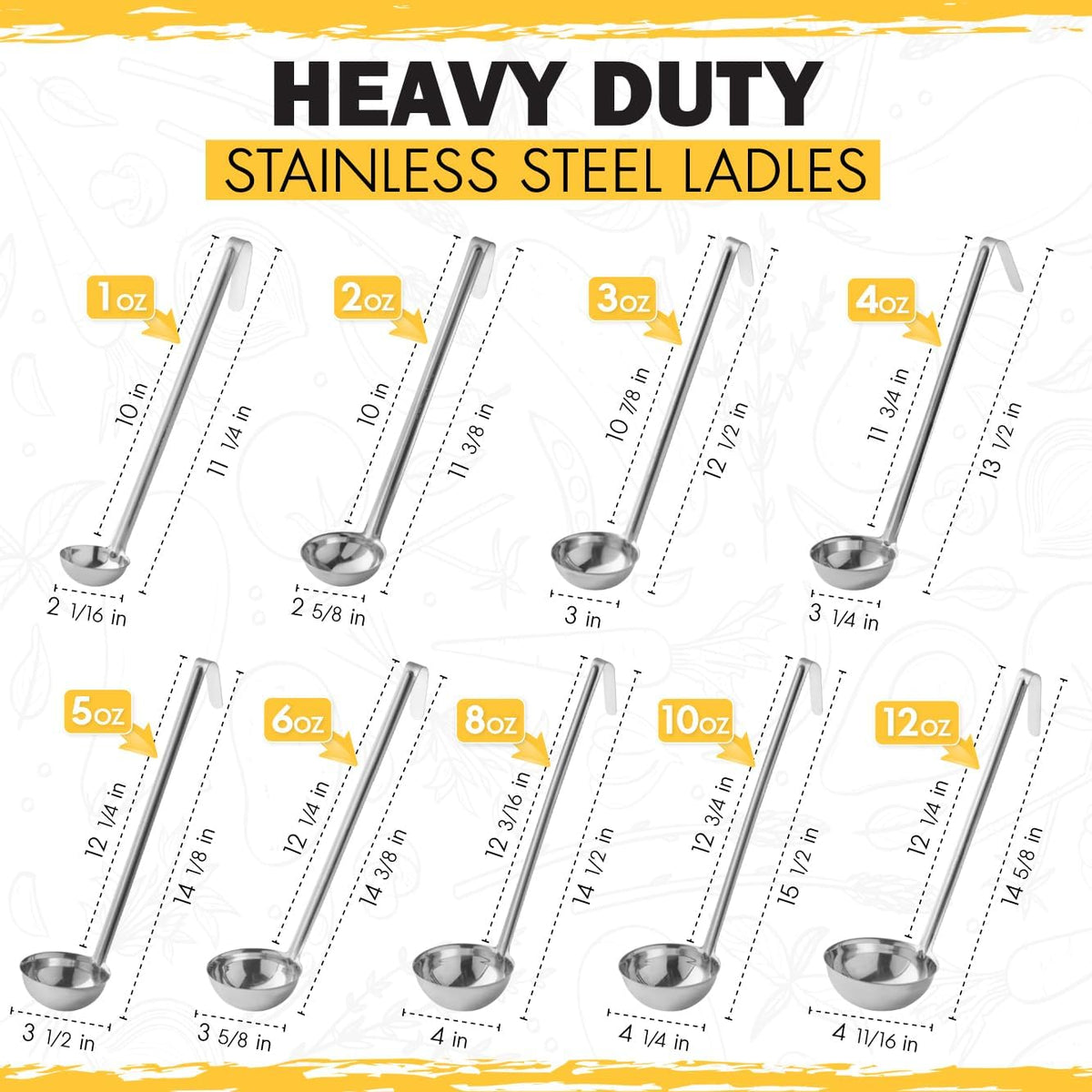 Ladle - Durable Stainless Steel Ladle Serving Measuring Soup Dressing Sauce Gravy Sturdy Dependable Long Handle for Kitchen (1, 2 Oz.)