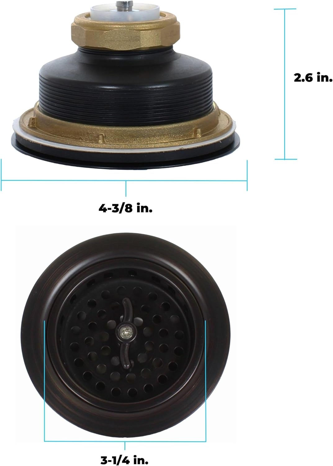 Mr. Scrappy 3.5" Sink Drain Assembly with Twist Lock Basket Strainer, Solid Brass, Oil Rubbed Bronze