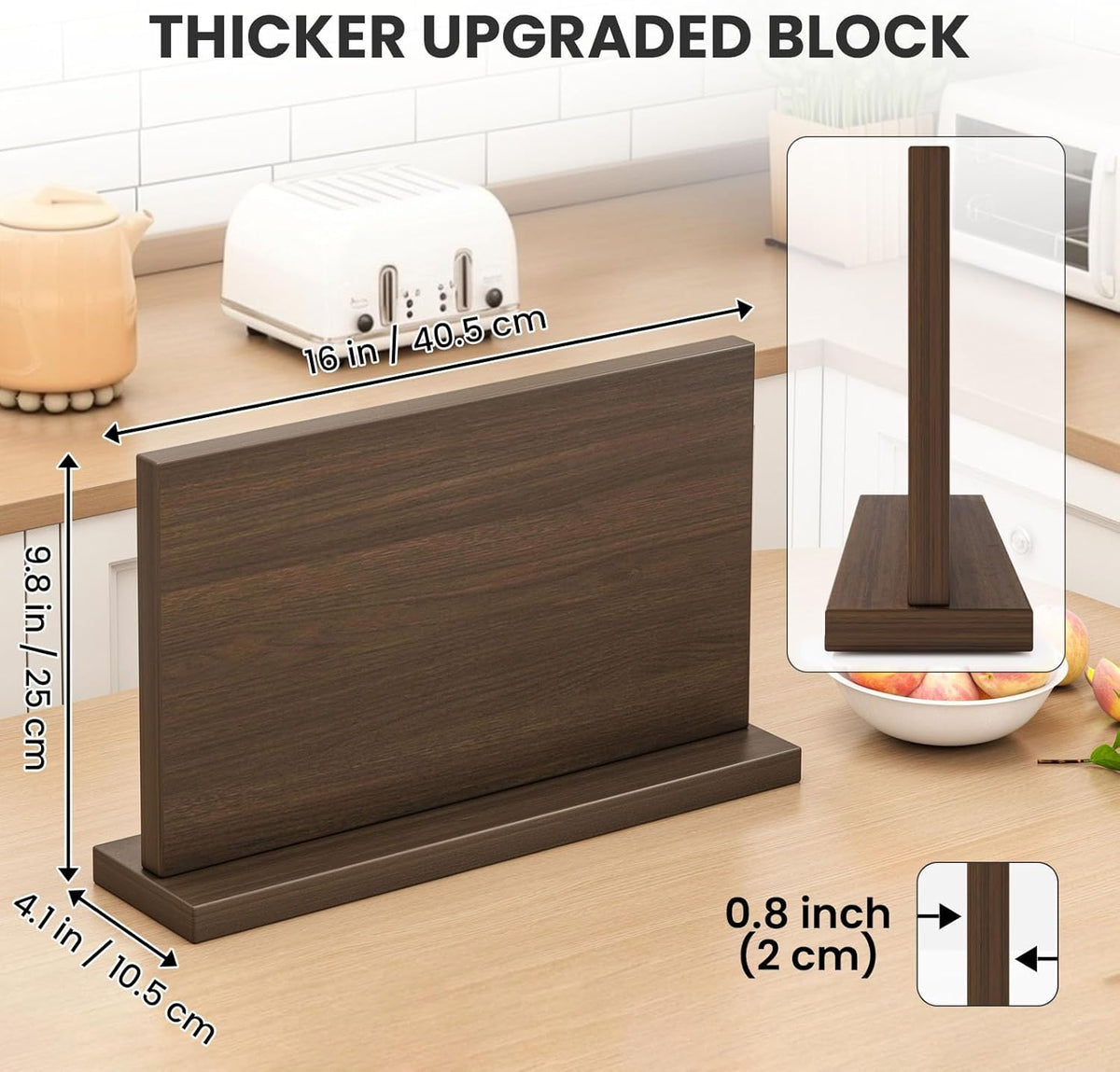 Extra Large Magnetic Knife Holder, Double-Sided Magnetic Knife Block Universal Multi-function Display Rack for Kitchen Counter (Dark Gray)