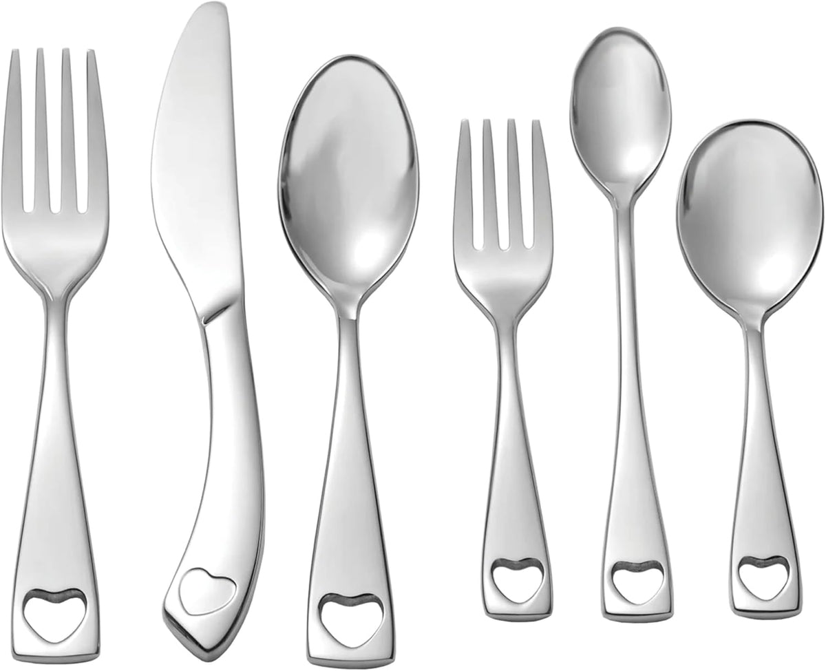 Oneida Little Love 6 Piece Fine Flatware Progress 18/10 Stainless Steel, Silverware Set