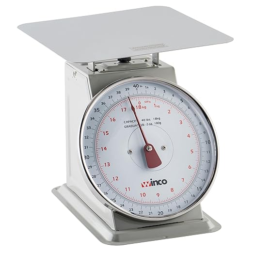 Winco 40-Pound/18.18kg Scale with 8-Inch Dial, Medium, White, Steel