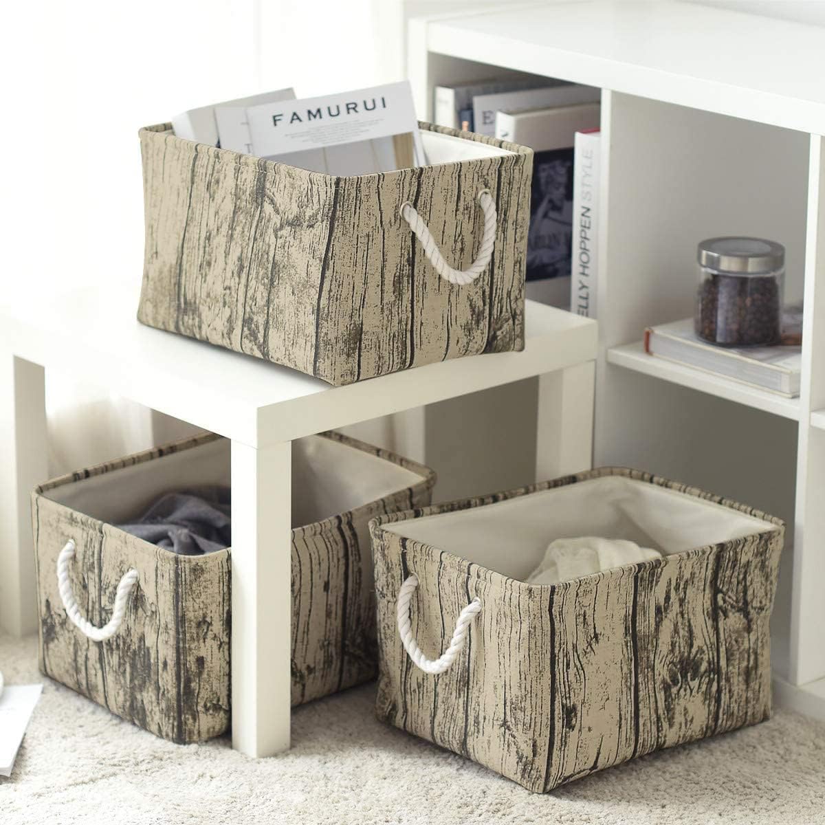 TcaFmac Fabric Storage Basket, Decorative Canvas Storage Bins Baskets for Gifts Empty Tree Stump