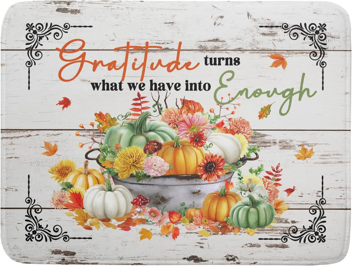White Autumn Dish Drying Mat Absorbent Fall Drying Matt Kitchen Counter 18 X 24 in Home Season Decor