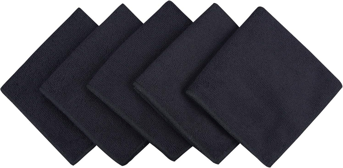 SINLAND Microfiber Dish Cloth for Washing DishesBest Kitchen Washcloth Cleaning Cloths with Poly Scour Side 12Inchx12Inch 5Pack, Black