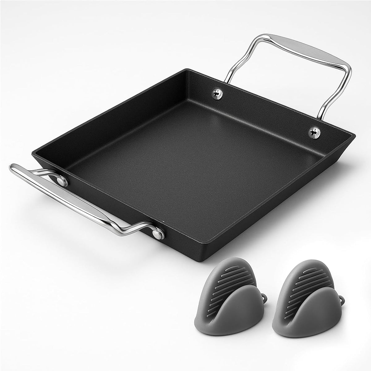 Utheer Upgraded Nonstick Cast Iron Griddle for Gas Grill – 15.8"x8.6" One Burner Griddle Flat Top Grill Plate for Gas/Electric/Charcoal, Easy to Clean, Lightweight & Durable, for Stovetop, Camping BBQ