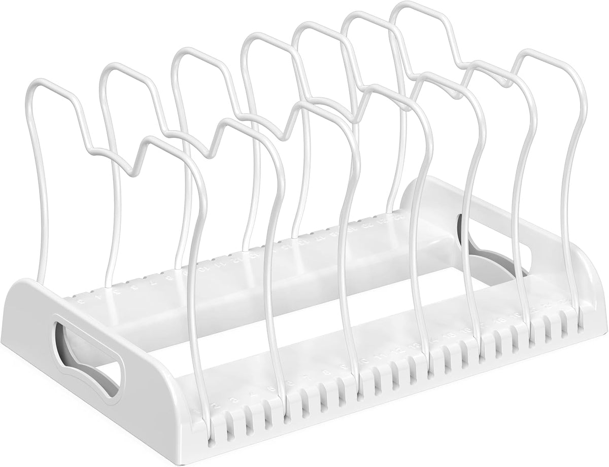 SIMPLE HOUSEWARE 7 Compartments Adjustable Pan Organizer, White