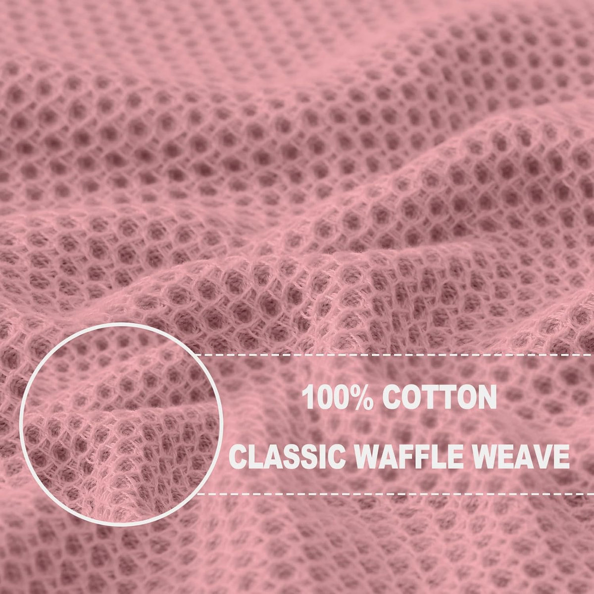 Homaxy 100% Cotton Waffle Weave Kitchen Dish Towels, Ultra Soft Absorbent Quick Drying Cleaning Towel, 13 x 28 Inches, 12-Pack, Dried Rose