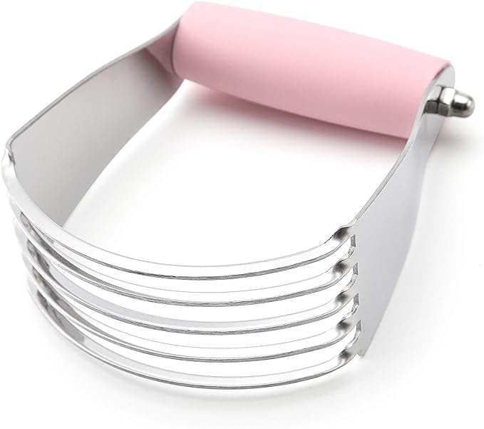 Spring Chef Medium Size Dough Blender For Baking, Stainless Steel Dough Cutter Tool, Manual Pastry Cutter Tool with Sharp & Thick Blades, Dishwasher Safe Pastry Blender for Easy Mixing - Pink Lemonade