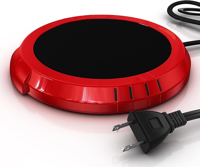 Large Candle Warmer Plate Safely Releases Scents Without a Flame - Used as Candle Jar & Coffee Warmer for Home & Office, 1 Pack, Red